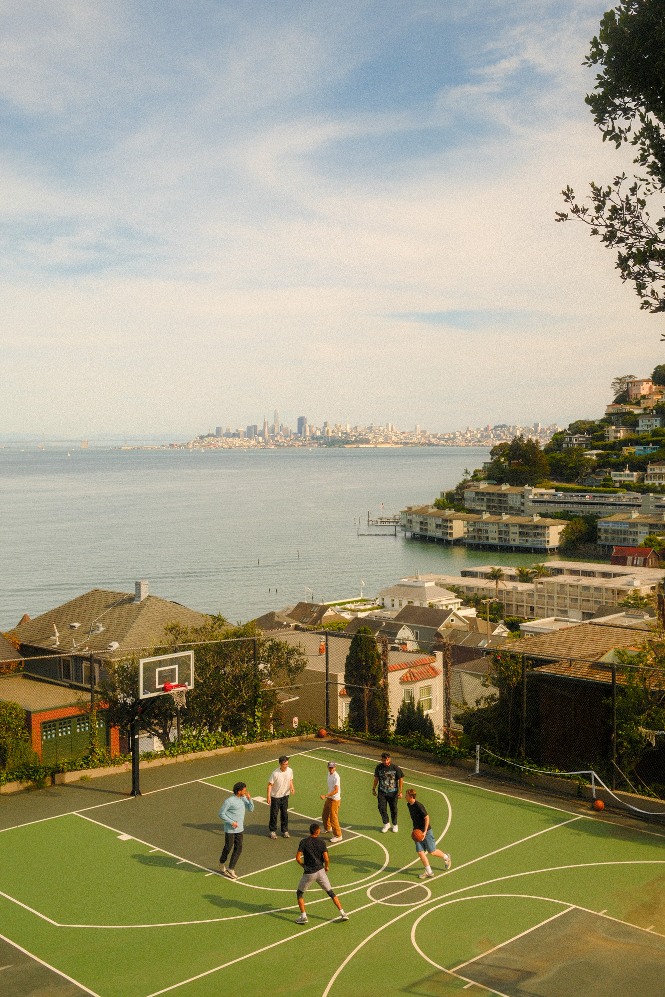 Basketball court with a view in Sausalito