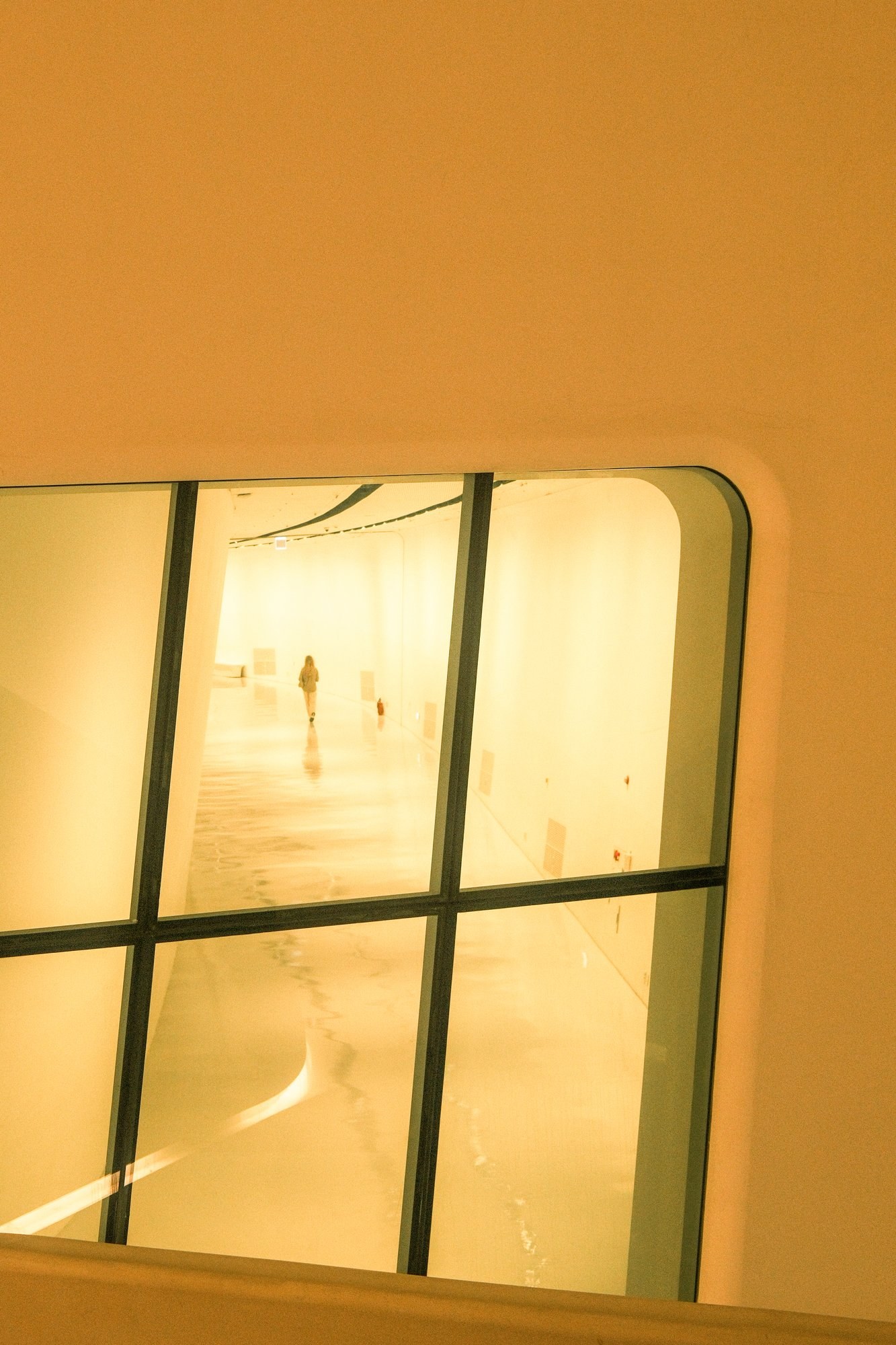 Warm light through a rounded window at DDP Seoul